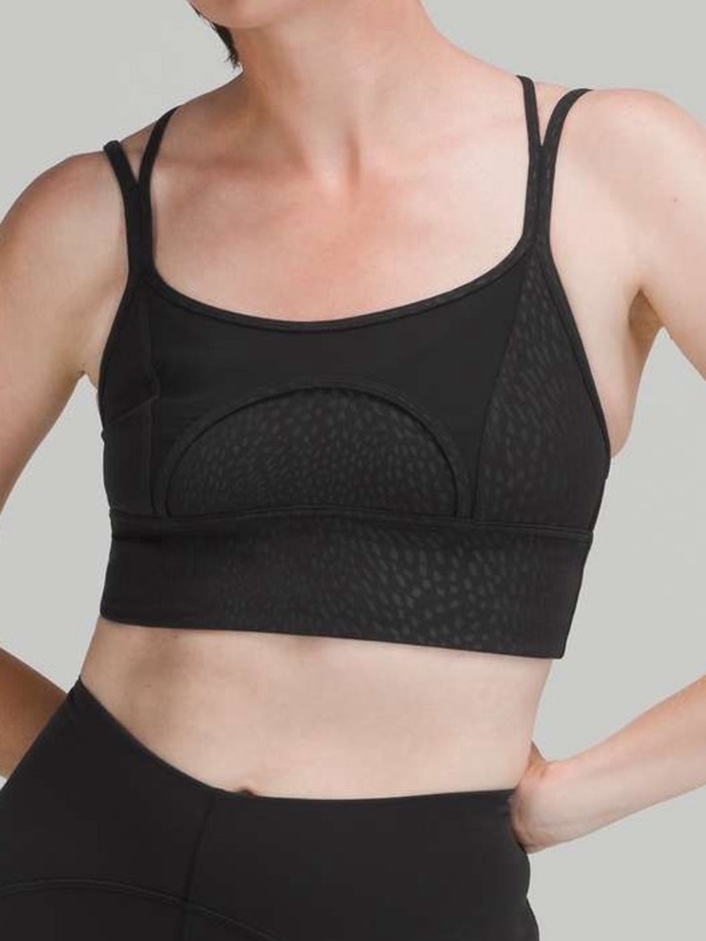 Lululemon Nulu and Mesh Yoga Bra Light Support - Jewel Emboss Black / Black